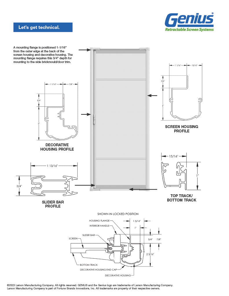 COOL Series 7802 Retractable Screen Door for Double/French Door Opening (68” - 72” Wide)