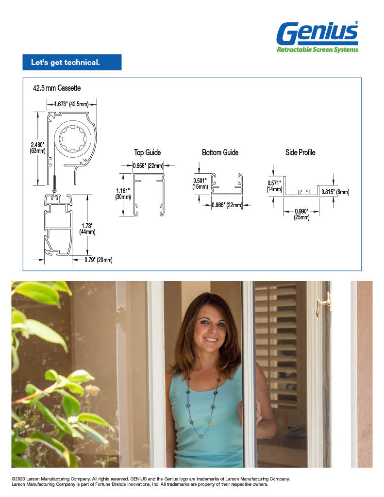 MILANO Series 100 Retractable Screen Door for Single Door Opening (12” - 60” Wide)